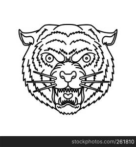 Tiger head in line style. For logo, label, sign, banner, t shirt, poster. Vector illustration