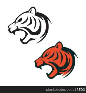 Tiger head logo template. Design element for label, sign, brand mark. Vector illustration.