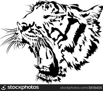 Tiger head silhouette, illustration vector design.