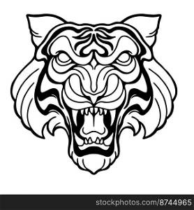 Tiger Head Silhouette Tattoo Simple Outline vector illustrations for your work logo, merchandise t-shirt, stickers and label designs, poster, greeting cards advertising business company or brands