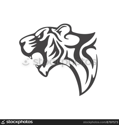 tiger head tattoo template. Vector illustration.