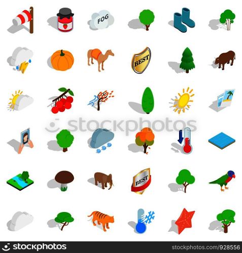 Tiger icons set. Isometric style of 36 tiger vector icons for web isolated on white background. Tiger icons set, isometric style