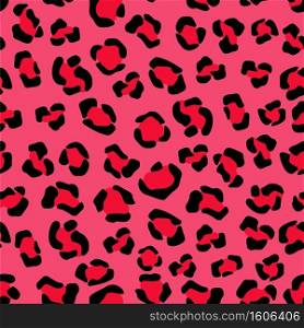 Tiger pink camouflage seamless pattern. Panther crimson spots with black jaguar outlines in vivid red leopard vector color scheme.. Tiger pink camouflage seamless pattern. Panther crimson spots with black jaguar outlines in vivid red leopard.