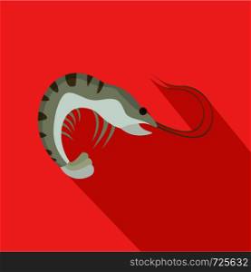 Tiger shrimp icon. Flat illustration of tiger shrimp vector icon for web. Tiger shrimp icon, flat style