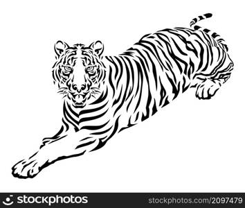 Tiger silhouette and tattoo, vector illustration and flat design.