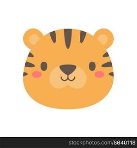 Tiger vector. cute animal face design for kids.