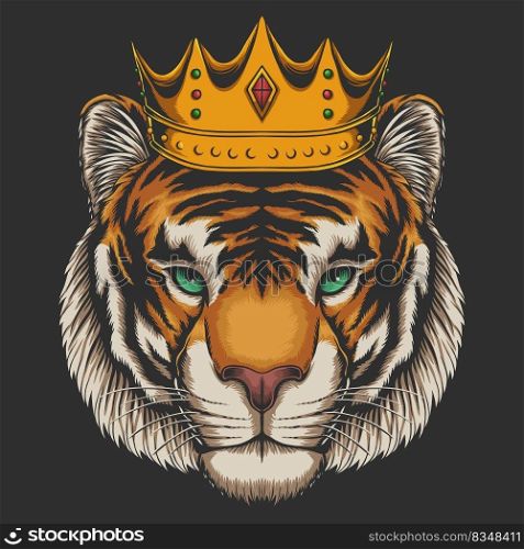 Tiger waring crown vector illustration