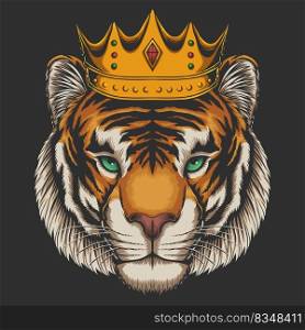 Tiger waring crown vector illustration