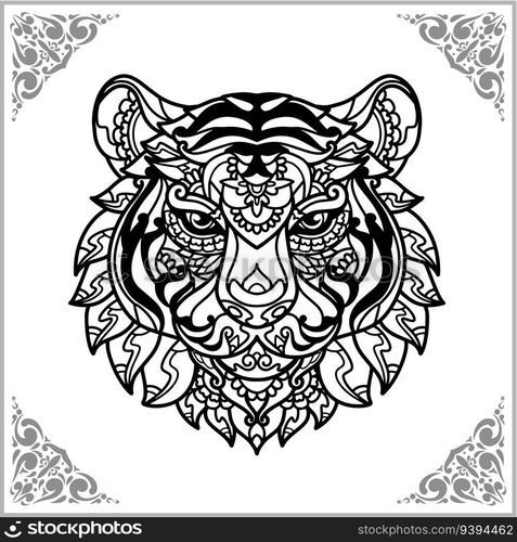 Tiger zentangle arts isolated on white background of illustration ...