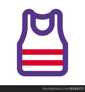 Tight-fitting tank top with broad straps.