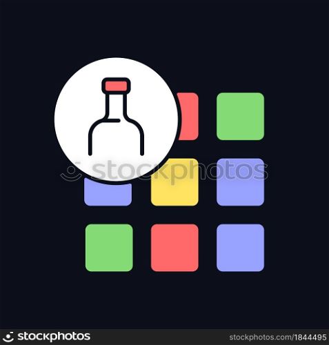 Tile from recycled glass RGB color icon for dark theme. Recycling bottles. Eco friendly building materials. Isolated vector illustration on night mode background. Simple filled line drawing on black. Tile from recycled glass RGB color icon for dark theme
