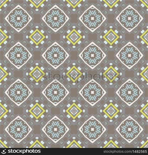Tiled ethnic pattern for fabric. Abstract geometric mosaic vintage seamless pattern ornamental. Wallpaper with square vector. Vintage vector seamless tile design pattern background.