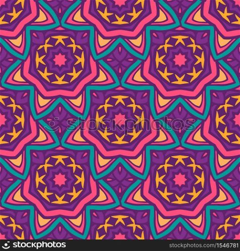 Tiled ethnic pattern for fabric. Abstract geometric mosaic vintage seamless pattern ornamental.. Abstract Tribal vintage ethnic seamless pattern ornamental. Vector colorful geomertric art background
