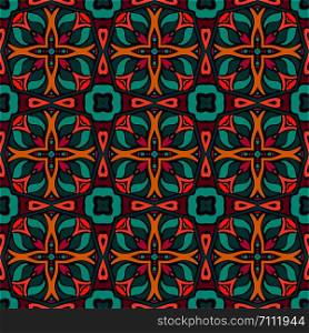 Tiled ethnic pattern for fabric. Abstract geometric mosaic vintage seamless pattern ornamental.. Abstract Tribal geometric flower ethnic seamless pattern ornamental