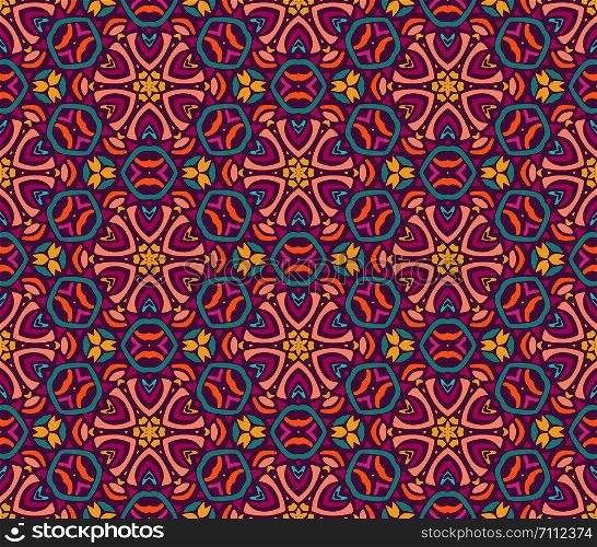 Tiled ethnic pattern for fabric. Abstract geometric mosaic vintage seamless pattern ornamental.. Seamless abstract background tiled vector pattern geometric