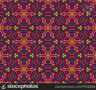 Tiled ethnic pattern for fabric. Abstract geometric mosaic vintage seamless pattern ornamental.. Seamless abstract background tiled vector pattern geometric