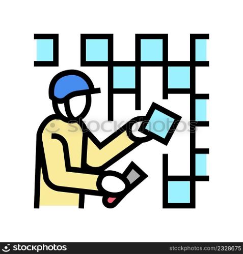 tiler worker color icon vector. tiler worker sign. isolated symbol illustration. tiler worker color icon vector illustration