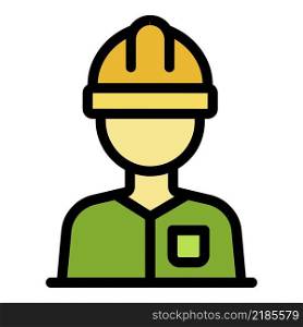 Tiler worker icon. Outline tiler worker vector icon color flat isolated. Tiler worker icon color outline vector