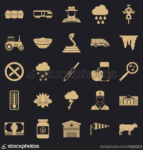 Tillage icons set. Simple set of 25 tillage vector icons for web for any design. Tillage icons set, simple style