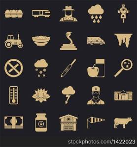 Tillage icons set. Simple set of 25 tillage vector icons for web for any design. Tillage icons set, simple style