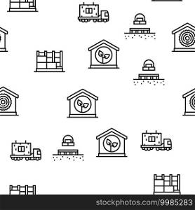 Timber Frame House Vector Seamless Pattern Thin Line Illustration. Timber Frame House Vector Seamless Pattern