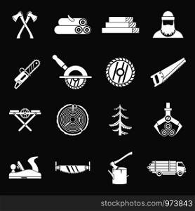 Timber industry icons set vector white isolated on grey background . Timber industry icons set grey vector