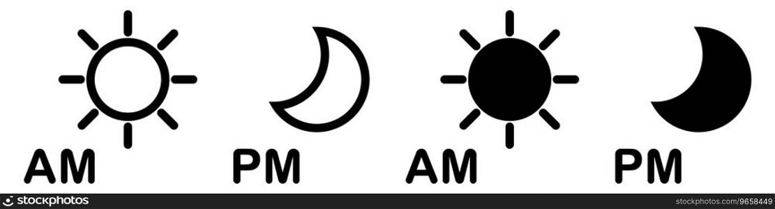 Time AM and PM icon symbol set