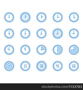 Time and clock icon and symbol set