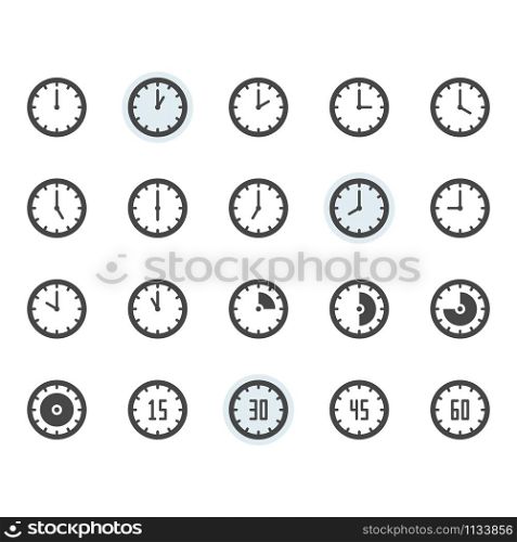Time and clock icon and symbol set in glyph design