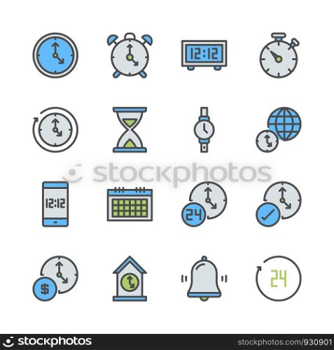 Time and clock icon set.Vector illustration