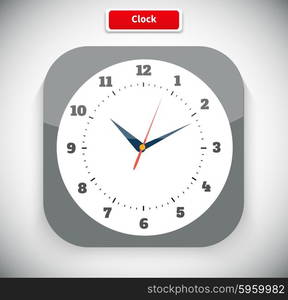 Time and clock icon. Time, watch, clock icon, alarm clock, wall clock, digital clock, old clock. Clock flat icon. World time concept. Clock face blank. Vector simple classic white round wall clock