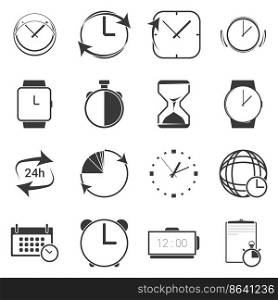 Time and Clock icons on white background