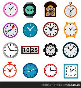 Time and Clock icons set in simple style isolated on white background. Time and Clock icons set, simple style