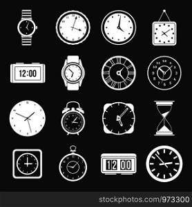 Time and Clock icons set vector white isolated on grey background . Time and Clock icons set grey vector