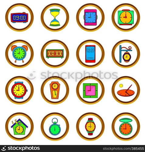 Time and Clock vector set in cartoon style isolated on white background. Time and Clock vector set, cartoon style