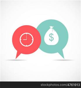 Time and Money Bag in Modern Flat Style Icon Concept for Web. Vector Illustration EPS10. Time and Money Bag in Modern Flat Style Icon Concept for Web. Ve