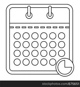 Time calendar icon. Outline illustration of time calendar vector icon for web. Time calendar icon, outline style.