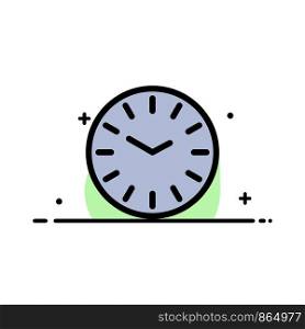 Time, Clock, Cleaning Business Flat Line Filled Icon Vector Banner Template