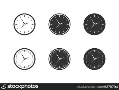 Time clock icon set. Watch collection. Vector illustration.