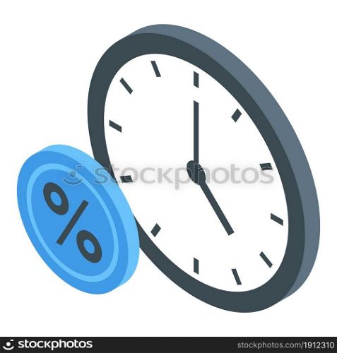 Time credit percent icon isometric vector. Money document. Rate discount. Time credit percent icon isometric vector. Money document