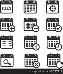 Time, date and calendar vector icons. Time, date and calendar vector icons. Calendar icons for organizer and event, reminder and agenda