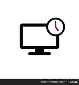 Time Desktop Screen, Monitor, Computer Icon Logo Template Illustration Design. Vector EPS 10.