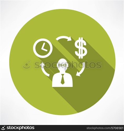 Time exchange to money. Flat modern style vector illustration
