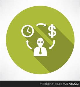 Time exchange to money. Flat modern style vector illustration
