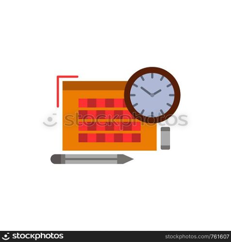 Time, File, Pen, Focus Flat Color Icon. Vector icon banner Template