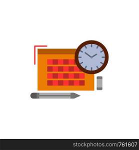Time, File, Pen, Focus Flat Color Icon. Vector icon banner Template
