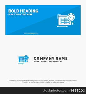 Time, File, Pen, Focus SOlid Icon Website Banner and Business Logo Template