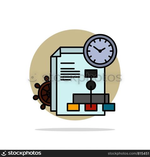 Time, File, Report, Business Abstract Circle Background Flat color Icon