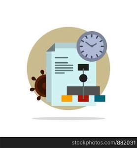 Time, File, Report, Business Abstract Circle Background Flat color Icon