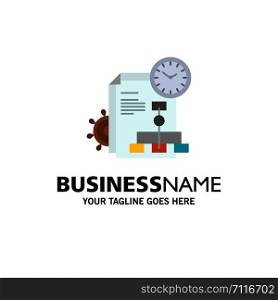 Time, File, Report, Business Business Logo Template. Flat Color